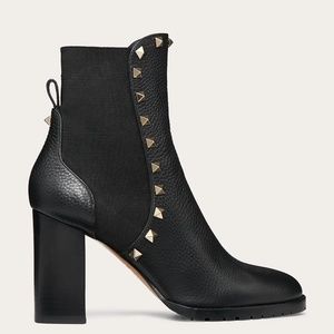 NEW Valentino Garavani Rockstud Grainy Calfskin Ankle Boot 80 MM Size 9/39